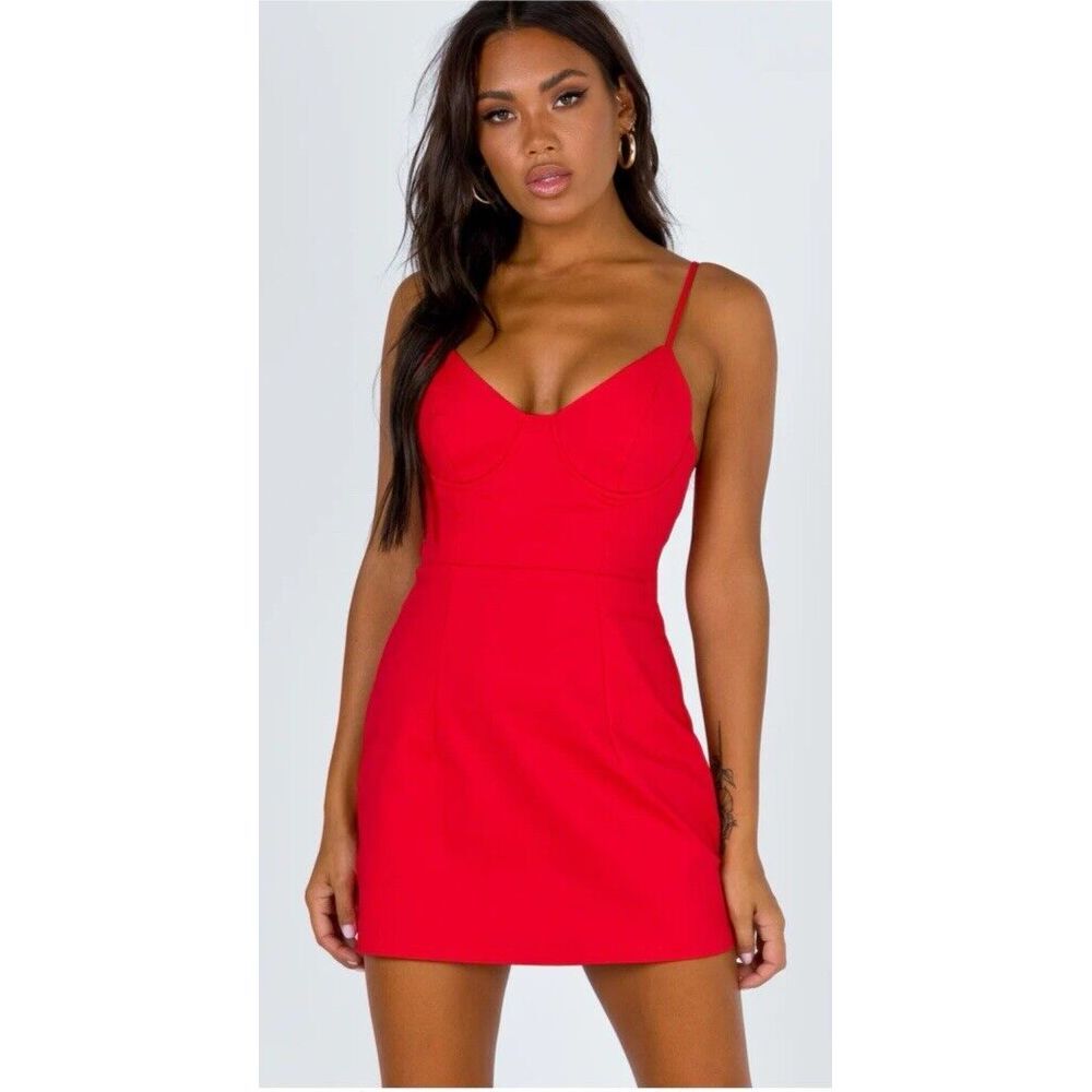 Princess Polly Women Size 4 Novella Mini Dress Red Bustier Valentine Date Night